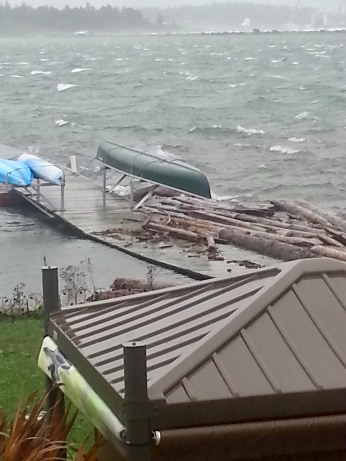 Storm watching Birds of a Feather B&B dock