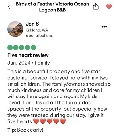TripAdvisor 5 star family review